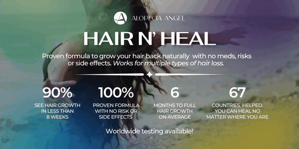 Hair and scalp treatment promoting natural hair growth with no side effects.